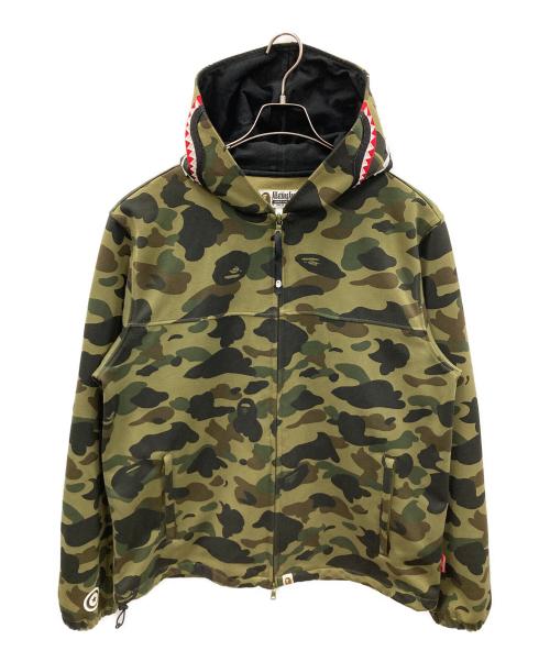 A BATHING APE（アベイシングエイプ）A BATHING APE (アベイシングエイプ) ジップパーカー 1ST CAMO WINDSTOPPER SHARK HOODIE（ファースト カモ ウインドストッパー シャーク フーディ） オリーブ サイズ:XLの古着・服飾アイテム