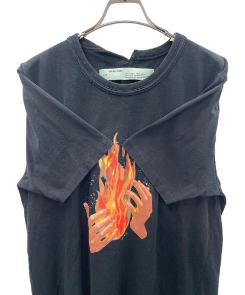 OFFWHITE（オフホワイト）OFFWHITE (オフホワイト) シャツ 18SS DIAG FIRE SPLICED S/S T-SHIRT（ダイアゴナル ファイア スプライスド 半袖Tシャツ） ブラック サイズ:Mの古着・服飾アイテム