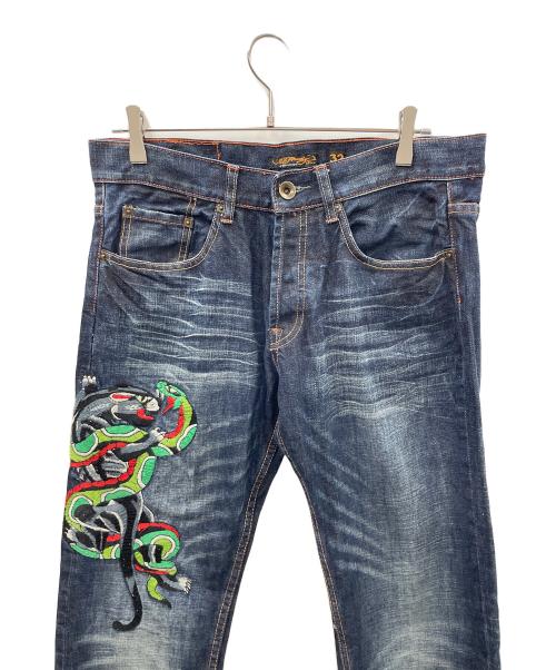 Ed Hardy（エド ハーディー）Ed Hardy (エド ハーディー) デニムパンツ スネイク&ジャガー インディゴ サイズ:32×34の古着・服飾アイテム