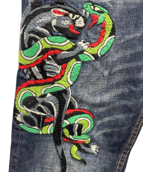 Ed Hardy（エド ハーディー）Ed Hardy (エド ハーディー) デニムパンツ スネイク&ジャガー インディゴ サイズ:32×34の古着・服飾アイテム