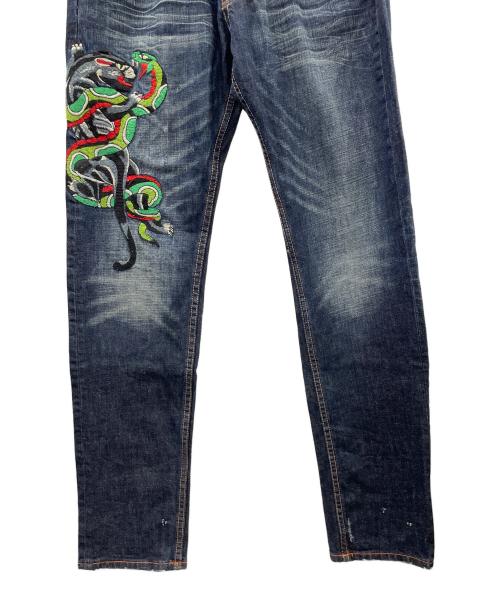 Ed Hardy（エド ハーディー）Ed Hardy (エド ハーディー) デニムパンツ スネイク&ジャガー インディゴ サイズ:32×34の古着・服飾アイテム