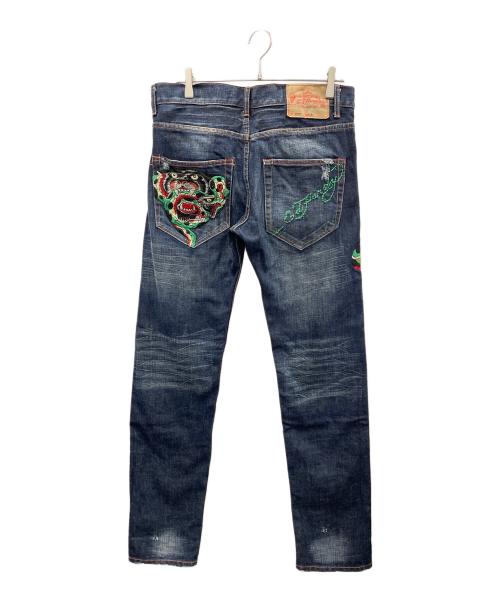 Ed Hardy（エド ハーディー）Ed Hardy (エド ハーディー) デニムパンツ スネイク&ジャガー インディゴ サイズ:32×34の古着・服飾アイテム