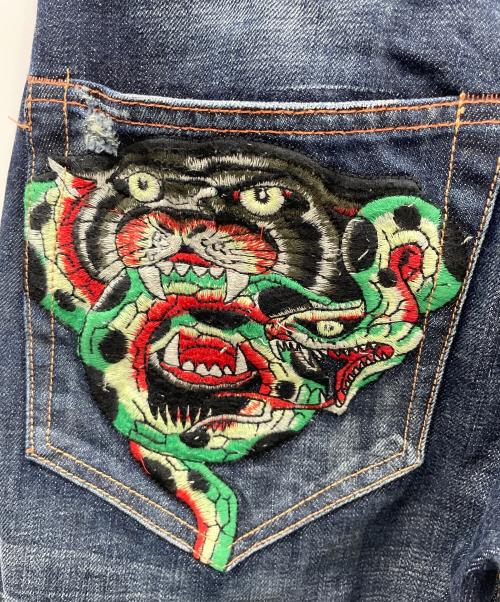 Ed Hardy（エド ハーディー）Ed Hardy (エド ハーディー) デニムパンツ スネイク&ジャガー インディゴ サイズ:32×34の古着・服飾アイテム