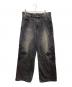 SUPPLIER（サプライヤー）の古着「バギージーンズ Cross Leather Patch Baggy Denim Pants（クロス レザー パッチ バギー デニム パンツ）」｜グレー