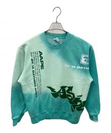 Aape BY A BATHING APE（エーエイプ バイ アベイシングエイプ）の古着「スウェット タイダイ エイリアン レタープリント クルーネック プルオーバー」｜ミントグリーン