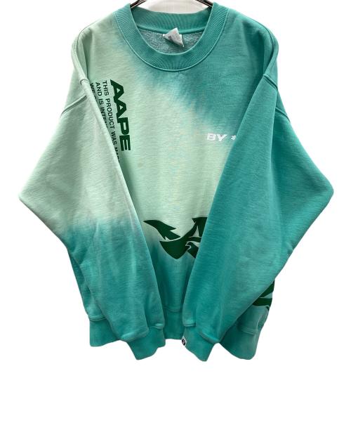 Aape BY A BATHING APE（エーエイプ バイ アベイシングエイプ）Aape BY A BATHING APE (エーエイプ バイ アベイシングエイプ) スウェット タイダイ エイリアン レタープリント クルーネック プルオーバー ミントグリーン サイズ:Mの古着・服飾アイテム