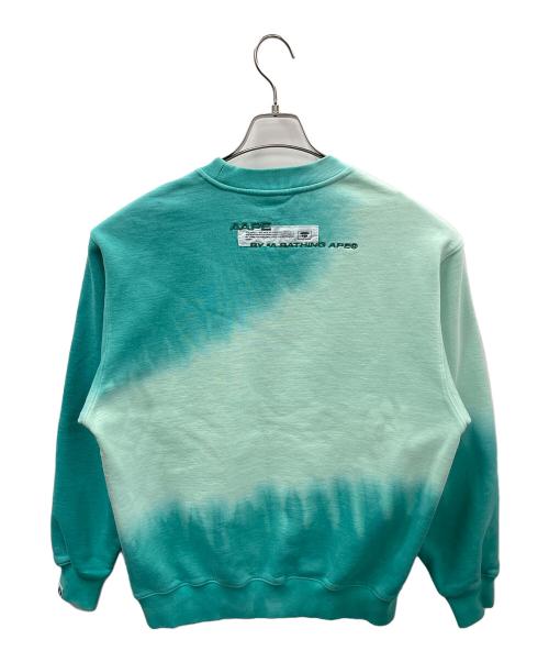 Aape BY A BATHING APE（エーエイプ バイ アベイシングエイプ）Aape BY A BATHING APE (エーエイプ バイ アベイシングエイプ) スウェット タイダイ エイリアン レタープリント クルーネック プルオーバー ミントグリーン サイズ:Mの古着・服飾アイテム