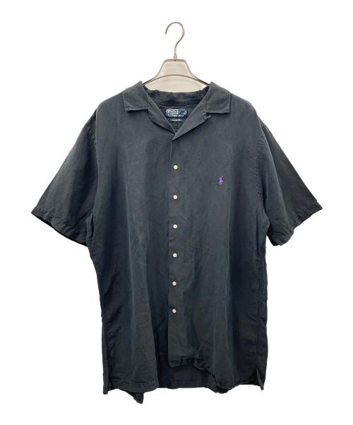 POLO RALPH LAUREN（ポロ・ラルフローレン）POLO RALPH LAUREN (ポロ・ラルフローレン) 開襟シルクリネン半袖シャツ ブラック サイズ:XLTの古着・服飾アイテム