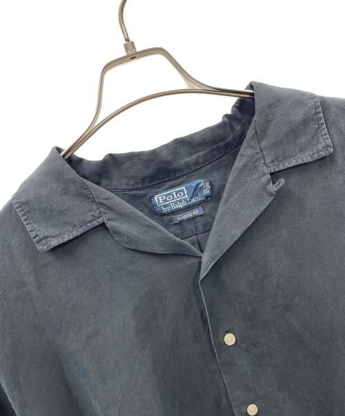 POLO RALPH LAUREN（ポロ・ラルフローレン）POLO RALPH LAUREN (ポロ・ラルフローレン) 開襟シルクリネン半袖シャツ ブラック サイズ:XLTの古着・服飾アイテム