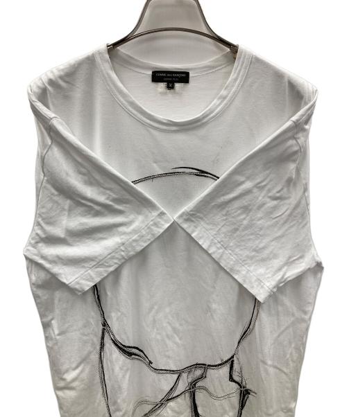 COMME des GARCONS（コムデギャルソン）COMME des GARCONS (コムデギャルソン) 半袖カットソー チェーン装飾スケッチTシャツ ホワイト サイズ:Mの古着・服飾アイテム