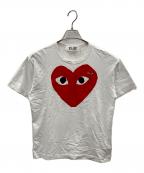 PLAY COMME des GARCONSプレイコムデギャルソン）の古着「シャツ Printed Red Heart T-Shirt With Red Emblem（プリント レッド ハート T-シャツ ウィズ レッド エンブレム）」｜ホワイト