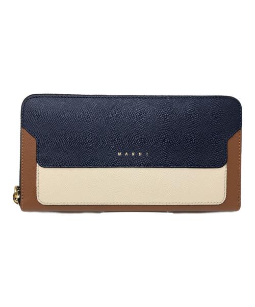 MARNI（マルニ）MARNI (マルニ) 長財布 ブラウン×ネイビー サイズ:実寸サイズにてご確認ください。の古着・服飾アイテム