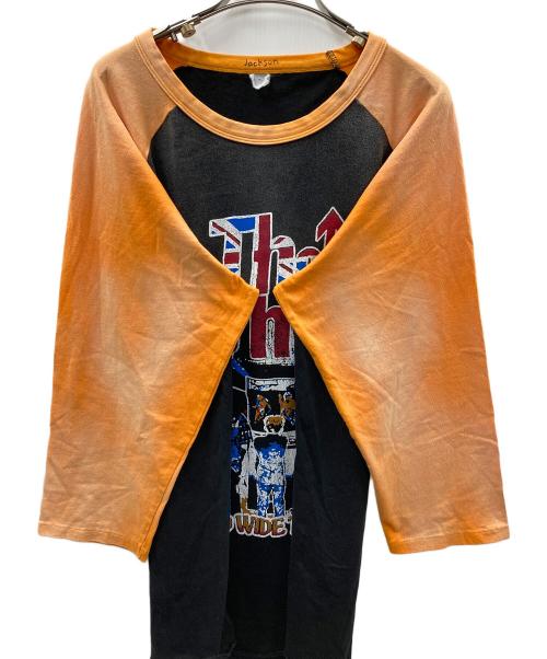 JACKSON MATISSE（ジャクソンマティス）JACKSON MATISSE (ジャクソンマティス) ラグランTシャツ WORLD TOUR 82（ワールド ツアー 82） ブラック×オレンジ サイズ:LARGEの古着・服飾アイテム