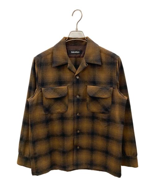 Subculture（サブカルチャー）Subculture (サブカルチャー) オープンカラーシャツ 23AW WOOL CHECK SHIRT（23オータム ウール チェック シャツ） ブラウン×ブラック サイズ:2の古着・服飾アイテム