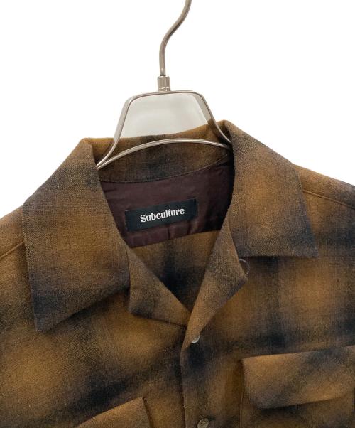 Subculture（サブカルチャー）Subculture (サブカルチャー) オープンカラーシャツ 23AW WOOL CHECK SHIRT（23オータム ウール チェック シャツ） ブラウン×ブラック サイズ:2の古着・服飾アイテム