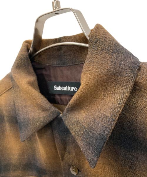 Subculture（サブカルチャー）Subculture (サブカルチャー) オープンカラーシャツ 23AW WOOL CHECK SHIRT（23オータム ウール チェック シャツ） ブラウン×ブラック サイズ:2の古着・服飾アイテム