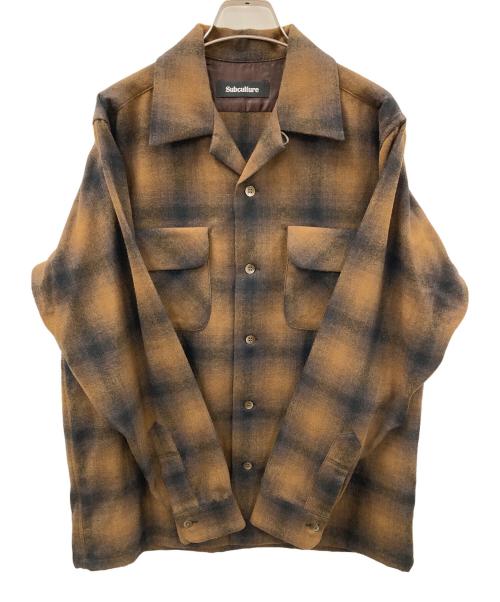 Subculture（サブカルチャー）Subculture (サブカルチャー) オープンカラーシャツ 23AW WOOL CHECK SHIRT（23オータム ウール チェック シャツ） ブラウン×ブラック サイズ:2の古着・服飾アイテム