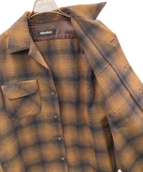 Subculture（サブカルチャー）Subculture (サブカルチャー) オープンカラーシャツ 23AW WOOL CHECK SHIRT（23オータム ウール チェック シャツ） ブラウン×ブラック サイズ:2の古着・服飾アイテム