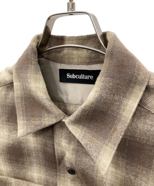 Subculture（サブカルチャー）Subculture (サブカルチャー) オープンカラーシャツ WOOL CHECK SHIRT（ウール チェック シャツ） カーキ サイズ:2の古着・服飾アイテム
