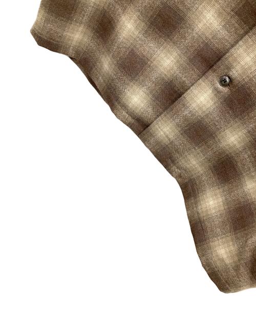 Subculture（サブカルチャー）Subculture (サブカルチャー) オープンカラーシャツ WOOL CHECK SHIRT（ウール チェック シャツ） カーキ サイズ:2の古着・服飾アイテム