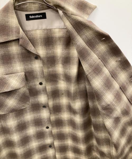 Subculture（サブカルチャー）Subculture (サブカルチャー) オープンカラーシャツ WOOL CHECK SHIRT（ウール チェック シャツ） カーキ サイズ:2の古着・服飾アイテム