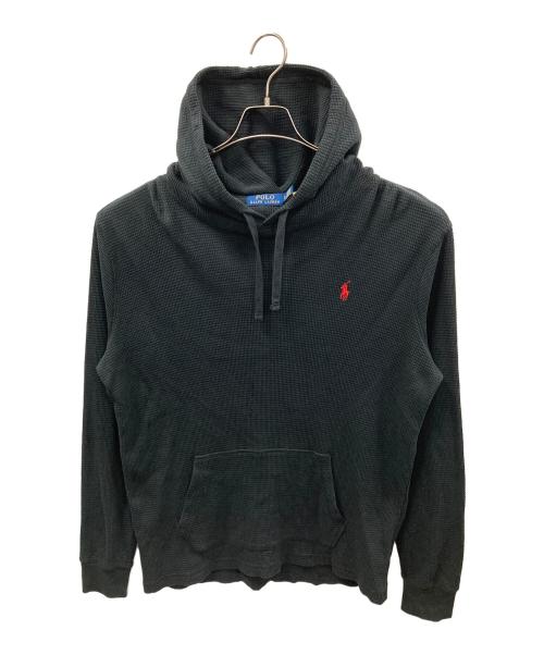 POLO RALPH LAUREN（ポロ・ラルフローレン）POLO RALPH LAUREN (ポロ・ラルフローレン) ワッフルサーマル プルオーバーパーカー ブラック サイズ:LGの古着・服飾アイテム