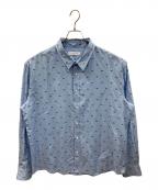 maison kitsuneメゾンキツネ）の古着「長袖シャツ PROFILE FOX REGULAR SHIRT（プロフィール フォックス レギュラー シャツ）」｜ブルー
