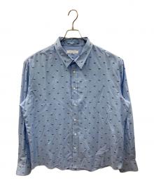 maison kitsune（メゾンキツネ）の古着「長袖シャツ PROFILE FOX REGULAR SHIRT（プロフィール フォックス レギュラー シャツ）」｜ブルー