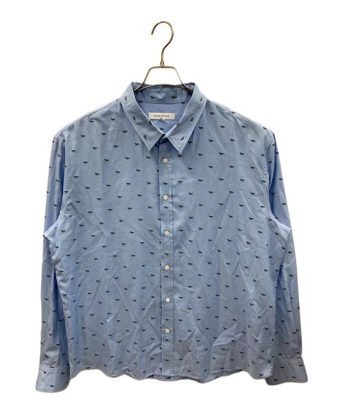 maison kitsune（メゾンキツネ）maison kitsune (メゾンキツネ) 長袖シャツ PROFILE FOX REGULAR SHIRT（プロフィール フォックス レギュラー シャツ） ブルー サイズ:XLの古着・服飾アイテム