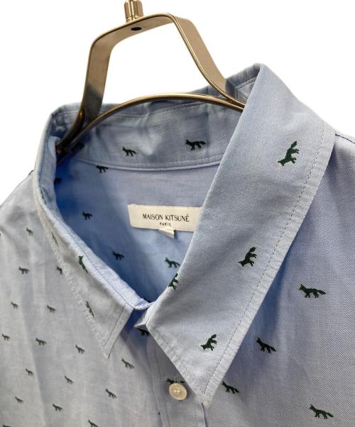 maison kitsune（メゾンキツネ）maison kitsune (メゾンキツネ) 長袖シャツ PROFILE FOX REGULAR SHIRT（プロフィール フォックス レギュラー シャツ） ブルー サイズ:XLの古着・服飾アイテム