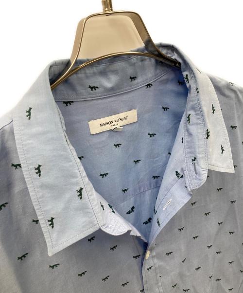 maison kitsune（メゾンキツネ）maison kitsune (メゾンキツネ) 長袖シャツ PROFILE FOX REGULAR SHIRT（プロフィール フォックス レギュラー シャツ） ブルー サイズ:XLの古着・服飾アイテム