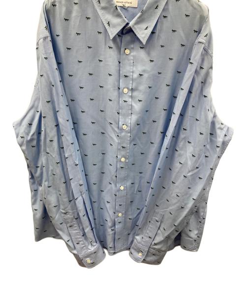 maison kitsune（メゾンキツネ）maison kitsune (メゾンキツネ) 長袖シャツ PROFILE FOX REGULAR SHIRT（プロフィール フォックス レギュラー シャツ） ブルー サイズ:XLの古着・服飾アイテム