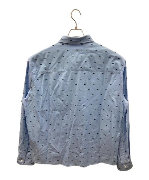 maison kitsune（メゾンキツネ）maison kitsune (メゾンキツネ) 長袖シャツ PROFILE FOX REGULAR SHIRT（プロフィール フォックス レギュラー シャツ） ブルー サイズ:XLの古着・服飾アイテム