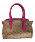 COACH (コーチ) 2WAYバッグ ハンドバッグ ショルダーバッグ シグネチャー ミニ セージ キャリーオール ブラウン×ピンク サイズ:実寸サイズにてご確認ください。：8000円