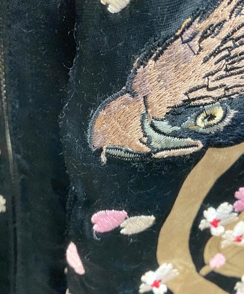 百花繚乱（ヒャッカリョウラン）百花繚乱 (ヒャッカリョウラン) リバーシブルスカジャン ブラック サイズ:XLの古着・服飾アイテム