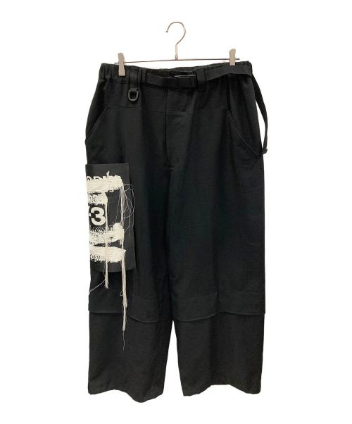 Y-3（ワイスリー）Y-3 (ワイスリー) ワイドパンツ M SP PUN PANTS（スポーツ ユニフォーム パッチ パンツ） ブラック サイズ:M/Mの古着・服飾アイテム