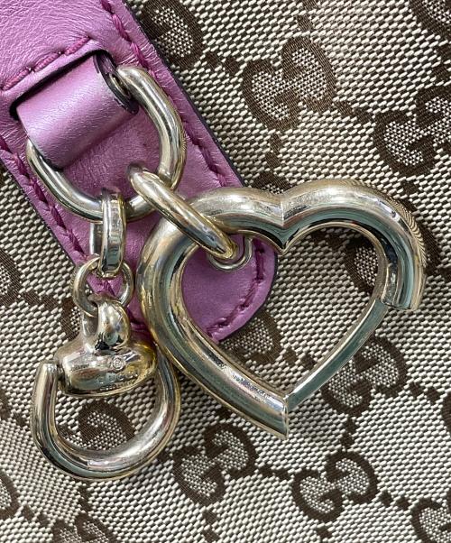 GUCCI（グッチ）GUCCI (グッチ) GGキャンバス トートバッグ ハートビット ベージュ×ピンク サイズ:実寸サイズにてご確認下さい。の古着・服飾アイテム