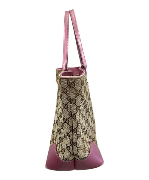 GUCCI（グッチ）GUCCI (グッチ) GGキャンバス トートバッグ ハートビット ベージュ×ピンク サイズ:実寸サイズにてご確認下さい。の古着・服飾アイテム