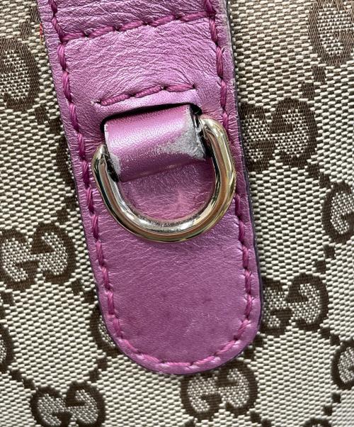GUCCI（グッチ）GUCCI (グッチ) GGキャンバス トートバッグ ハートビット ベージュ×ピンク サイズ:実寸サイズにてご確認下さい。の古着・服飾アイテム