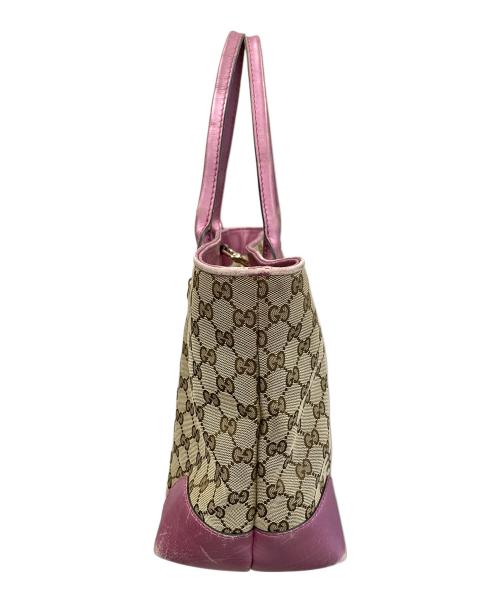 GUCCI（グッチ）GUCCI (グッチ) GGキャンバス トートバッグ ハートビット ベージュ×ピンク サイズ:実寸サイズにてご確認下さい。の古着・服飾アイテム