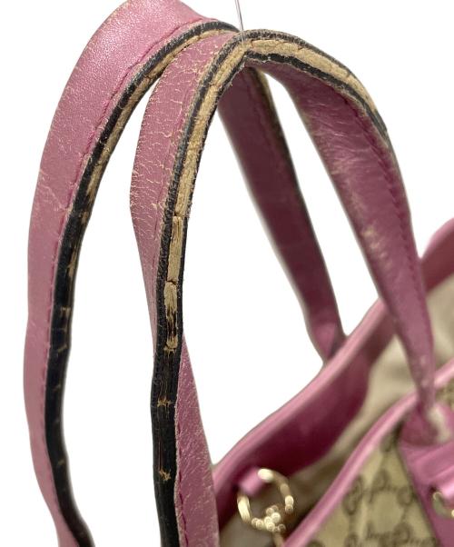 GUCCI（グッチ）GUCCI (グッチ) GGキャンバス トートバッグ ハートビット ベージュ×ピンク サイズ:実寸サイズにてご確認下さい。の古着・服飾アイテム