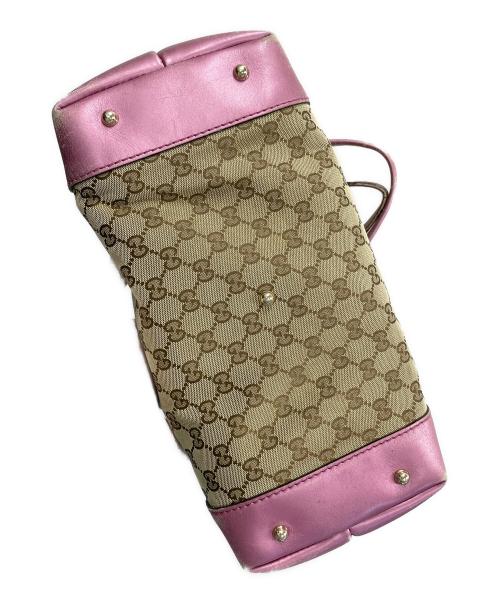 GUCCI（グッチ）GUCCI (グッチ) GGキャンバス トートバッグ ハートビット ベージュ×ピンク サイズ:実寸サイズにてご確認下さい。の古着・服飾アイテム