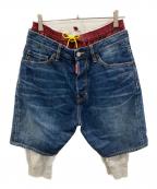 DSQUARED2ディースクエアード）の古着「レイヤード仕様 ハーフパンツ」｜ブルー×レッド