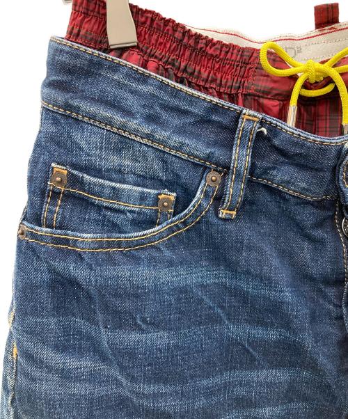 DSQUARED2（ディースクエアード）DSQUARED2 (ディースクエアード) レイヤード仕様 ハーフパンツ ブルー×レッド サイズ:44の古着・服飾アイテム