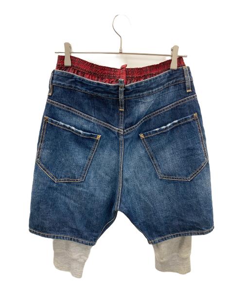 DSQUARED2（ディースクエアード）DSQUARED2 (ディースクエアード) レイヤード仕様 ハーフパンツ ブルー×レッド サイズ:44の古着・服飾アイテム