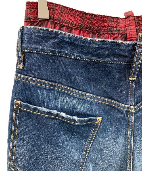 DSQUARED2（ディースクエアード）DSQUARED2 (ディースクエアード) レイヤード仕様 ハーフパンツ ブルー×レッド サイズ:44の古着・服飾アイテム