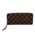 LOUIS VUITTON（ルイ ヴィトン）の古着「長財布 ポルトフォイユ・クレマンス ダミエ」｜ブラウン×ブラック