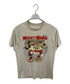 DISNEYディズニ―）の古着「キャラクターTシャツ MICKEY＆MINNIE OVERLAND OUTFITTERS（ミッキーアンドミニー オーバーランド アウトフィッターズ）」｜カーキ