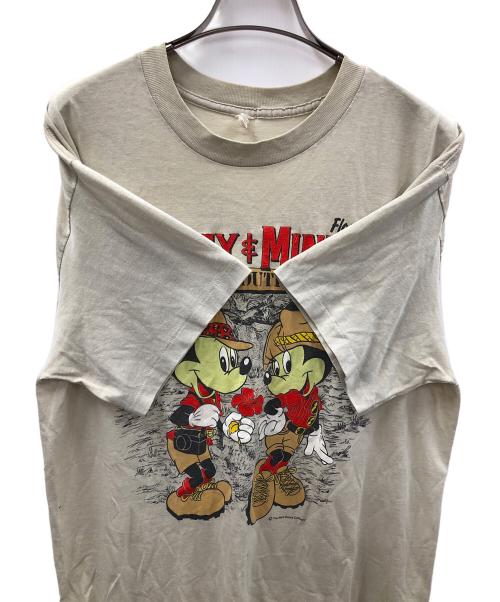 DISNEY（ディズニ―）DISNEY (ディズニ―) キャラクターTシャツ MICKEY＆MINNIE OVERLAND OUTFITTERS（ミッキーアンドミニー オーバーランド アウトフィッターズ） カーキ サイズ:実寸サイズにてご確認ください。の古着・服飾アイテム