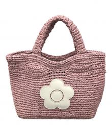 MARY QUANT（マリークヮント）の古着「トートバッグ クロッシェラフィアライク ミニトート」｜ピンク